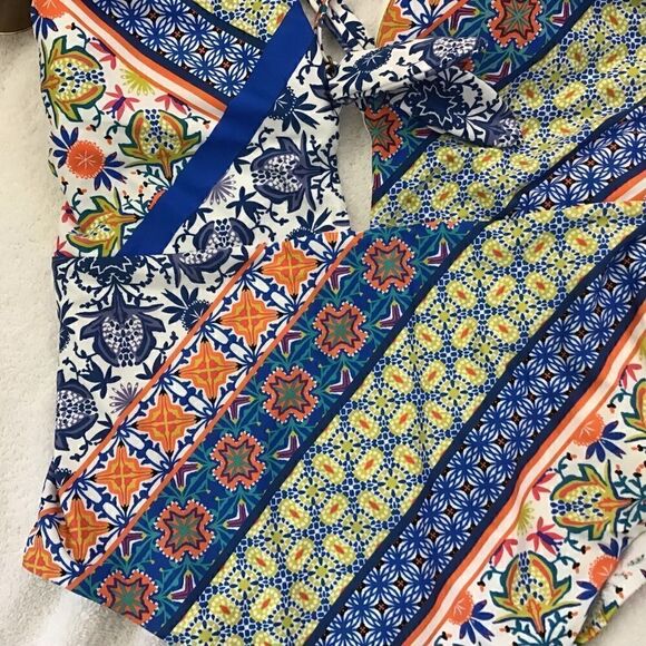 NWT Nanette Lepore Patchwork Goddess one piece swimsuit with key hole front open - Picture 8 of 8